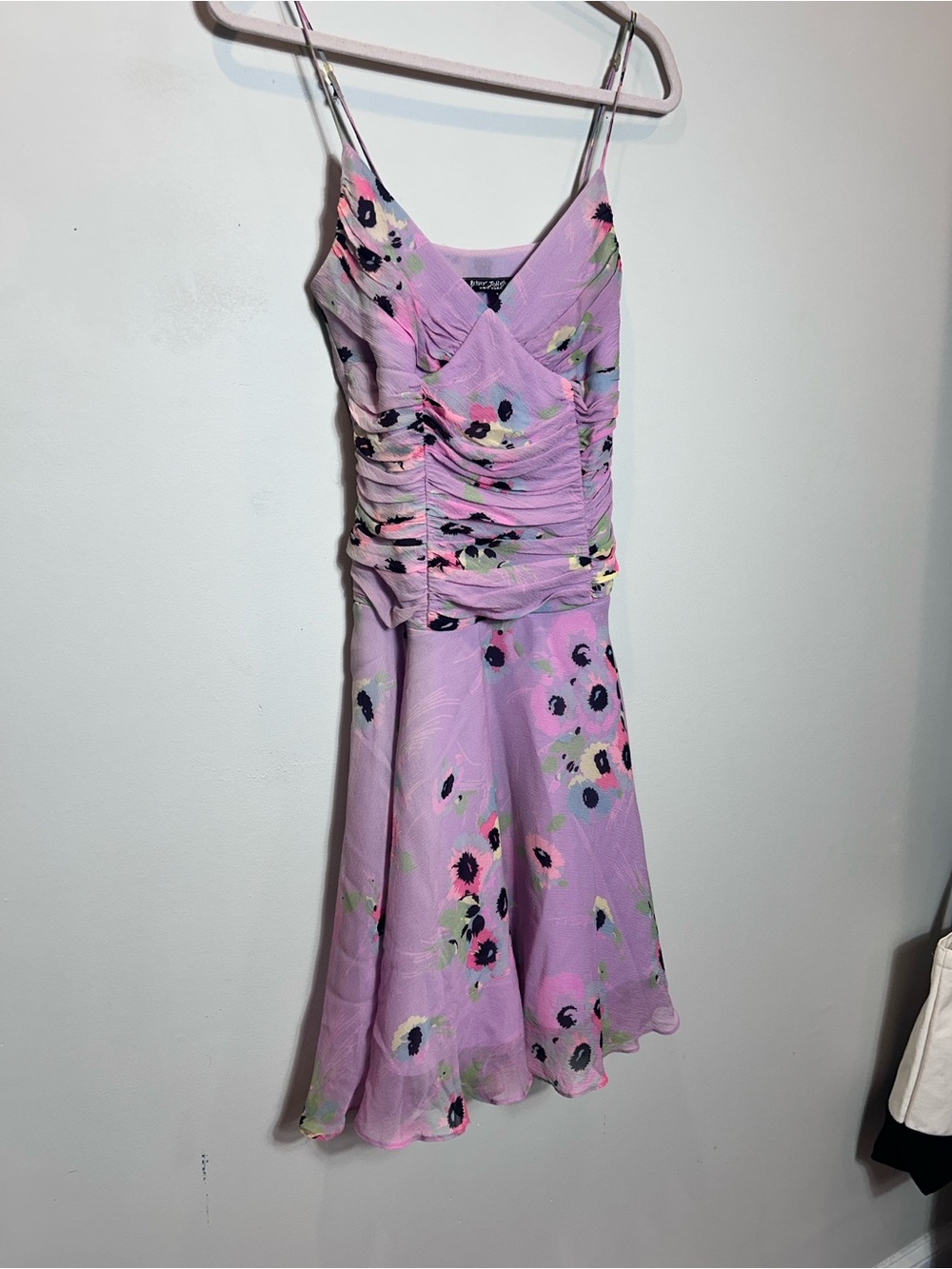 Betsey Johnson New York Black Label 90s 
Silk Lilac Floral Dress - Picture 3 of 8